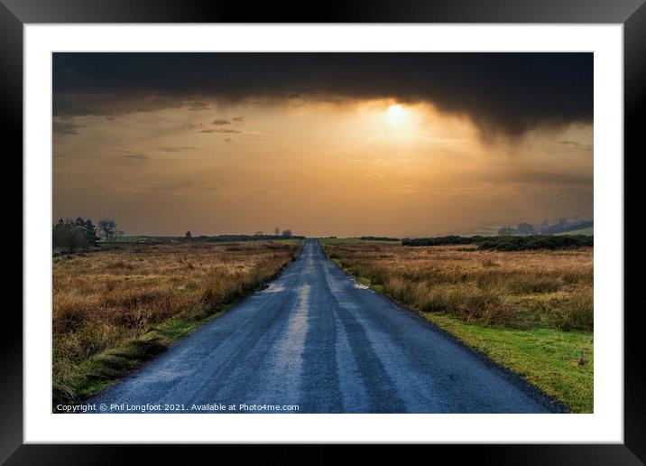 Driving into the sunset Framed Mounted Print by Phil Longfoot
