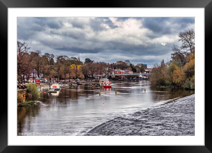 River Dee and Weir Chester Cheshire England  Framed Mounted Print by Phil Longfoot