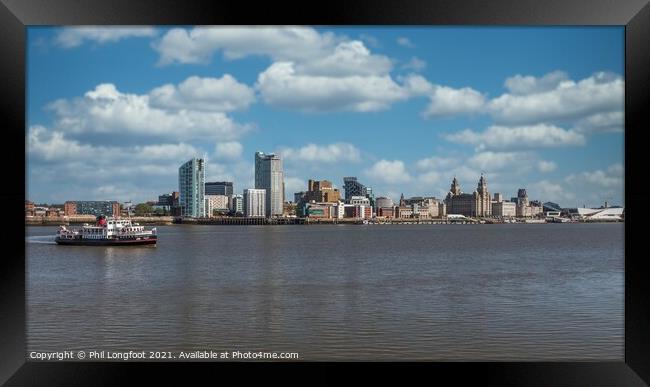 Ferry along the Mersey  Framed Print by Phil Longfoot