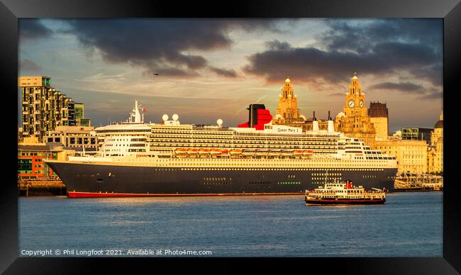 RMS Queen Mary leaves Liverpool  Framed Print by Phil Longfoot