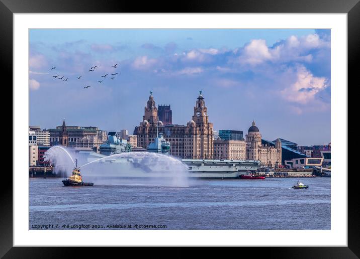 HMS Prince of Wales aircraft carrier leaves Liverp Framed Mounted Print by Phil Longfoot