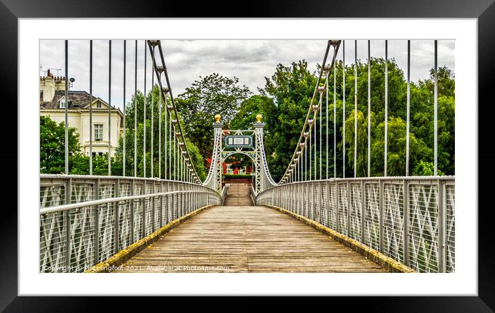 Old suspension bridge over River Dee.  Framed Mounted Print by Phil Longfoot