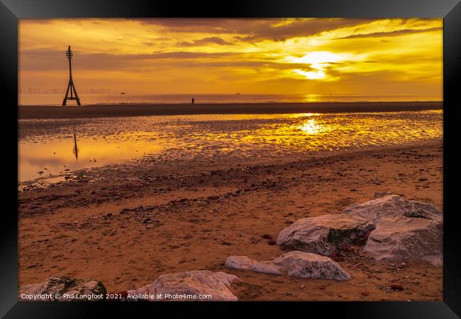 Crosby Beach Liverpool sunset  Framed Print by Phil Longfoot