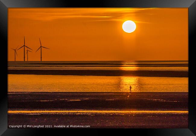 Running in the sunset Crosby Framed Print by Phil Longfoot