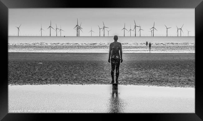 Iron Men Crosby looking out to sea Framed Print by Phil Longfoot