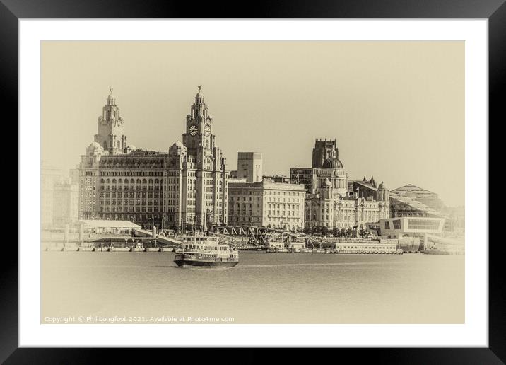 New but vintage Liverpool Waterfront Framed Mounted Print by Phil Longfoot