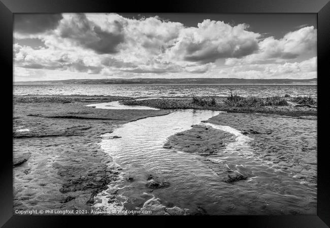 Thurstaston Beach on a bright and cloudy day  Framed Print by Phil Longfoot