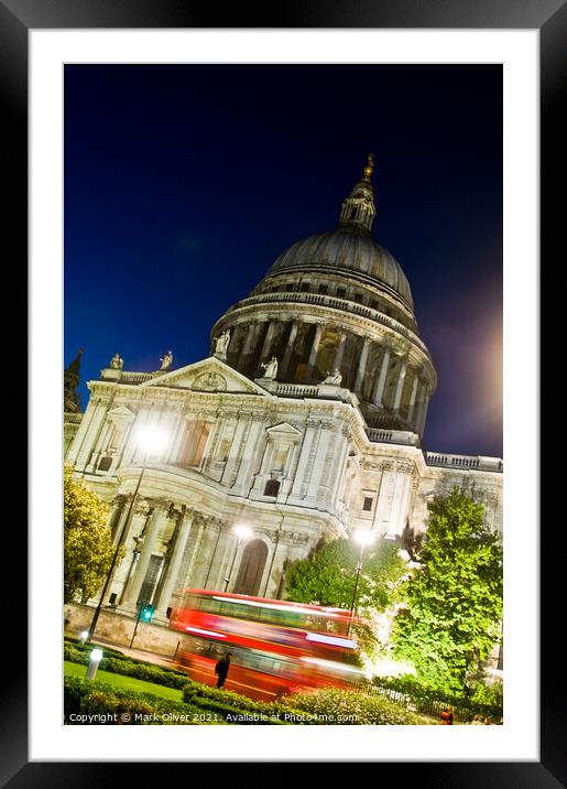St Paul's Cathedral at night Framed Mounted Print by Mark Oliver