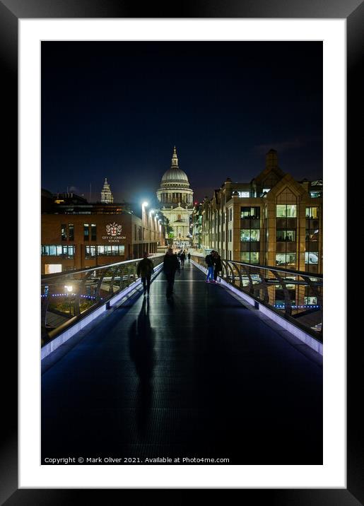 Millennium Bridge and St Paul's Cathedral  Framed Mounted Print by Mark Oliver