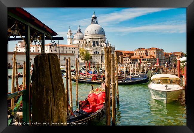 Gondola and the Basilica di Santa Maria della Salute Framed Print by Mark Oliver