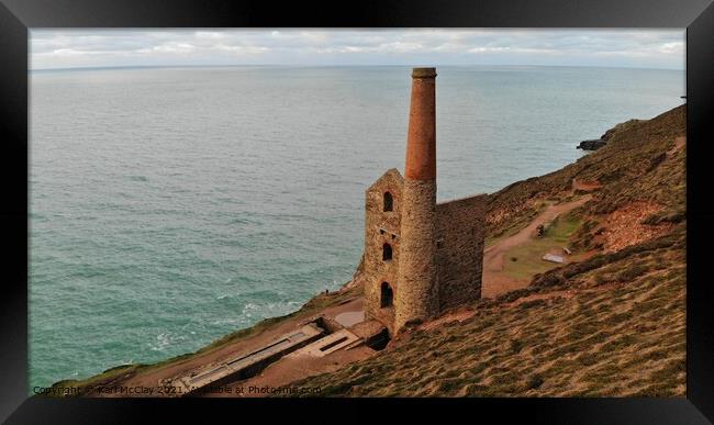 Wheal Cotes Tine mine engine housr Framed Print by Karl McClay