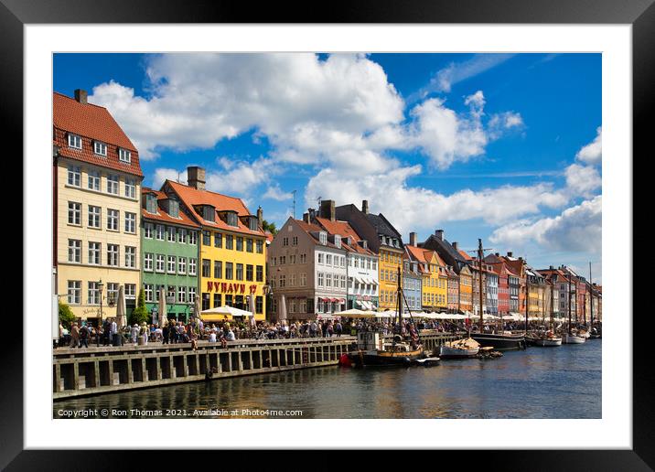 Copenhagen Waterfront Nyhaven Framed Mounted Print by Ron Thomas