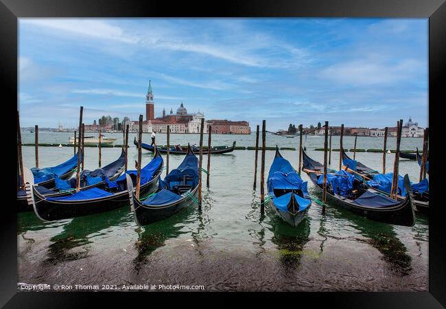 Gondolas at Rest Framed Print by Ron Thomas