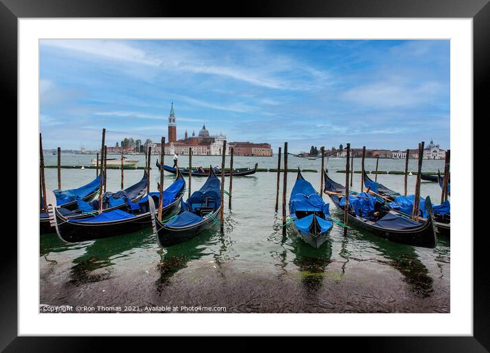 Gondolas at Rest Framed Mounted Print by Ron Thomas