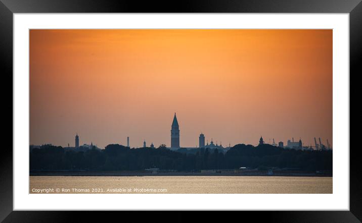 Sun Setting Over Venice Framed Mounted Print by Ron Thomas
