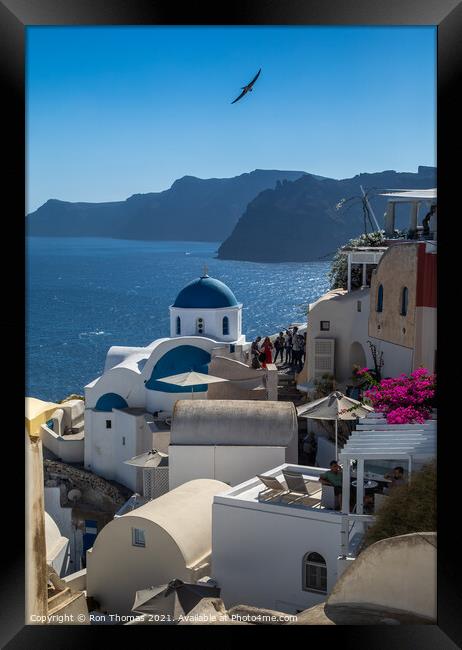 Oia Rooftops  Framed Print by Ron Thomas