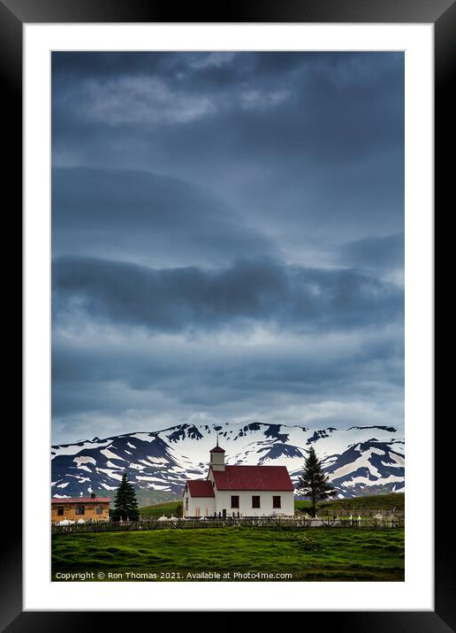 Small Icelandic Church Framed Mounted Print by Ron Thomas