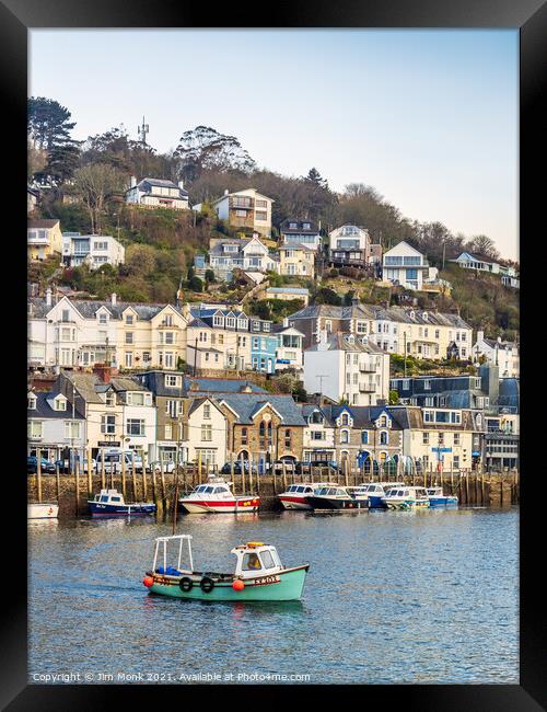 Early crossing at Looe Harbour, Cornwall Framed Print by Jim Monk