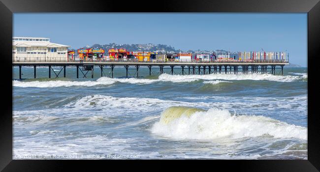 Paignton Pier Waves Framed Print by Jim Monk