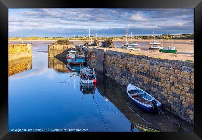 Beadnell Harbour Reflections Framed Print by Jim Monk