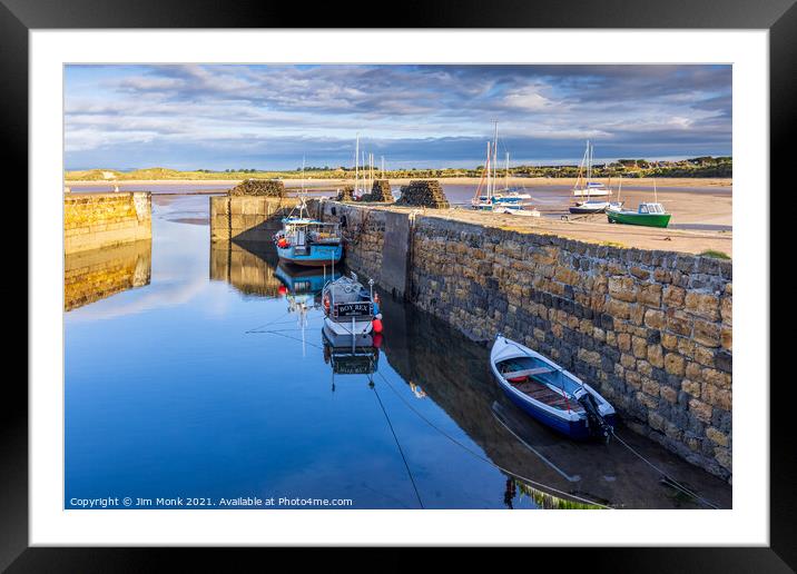 Beadnell Harbour Reflections Framed Mounted Print by Jim Monk