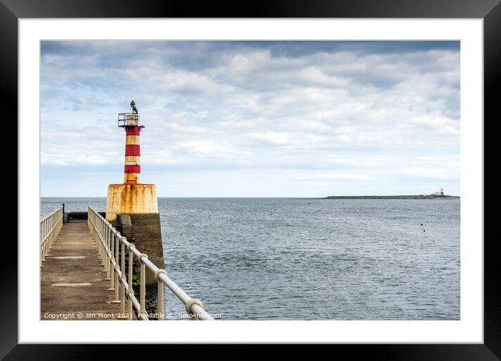 Amble lighthouse Framed Mounted Print by Jim Monk