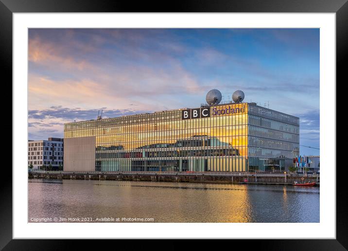 BBC Scotland, Pacific Quay Framed Mounted Print by Jim Monk