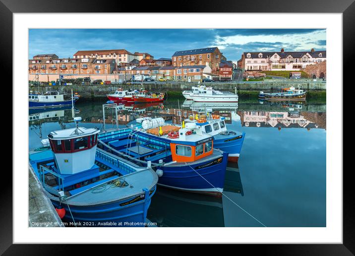 Seahouses Harbour Framed Mounted Print by Jim Monk