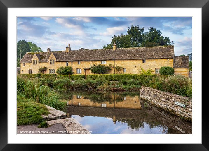Cotswold Cottages, Lower Slaughter  Framed Mounted Print by Jim Monk