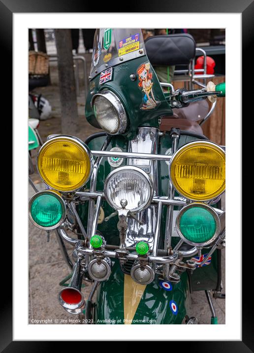 Classic Mods Scooter Framed Mounted Print by Jim Monk