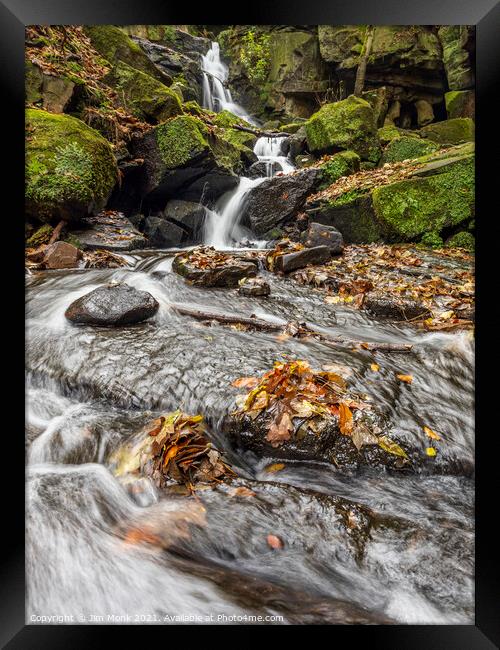 Lumsdale Falls in Autumn Framed Print by Jim Monk