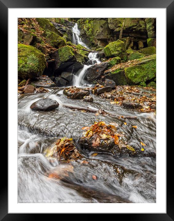 Lumsdale Falls in Autumn Framed Mounted Print by Jim Monk