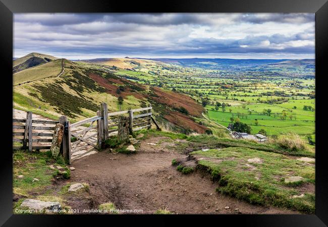 Mam Tor Gate and the Great Ridge Framed Print by Jim Monk