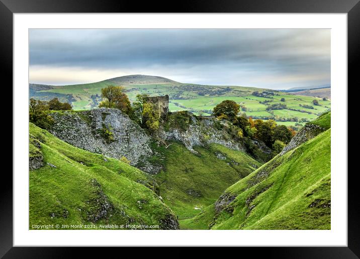 Peveril Castle from Cave Dale Framed Mounted Print by Jim Monk