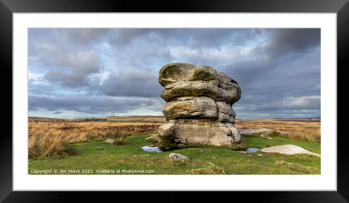 Eagle Stone, Peak District National Park Framed Mounted Print by Jim Monk