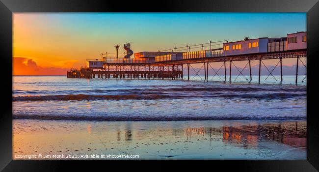 Sandown Pier Sunrise Framed Print by Jim Monk
