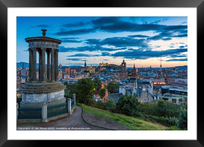 Edinburgh skyline at twilight Framed Mounted Print by Jim Monk