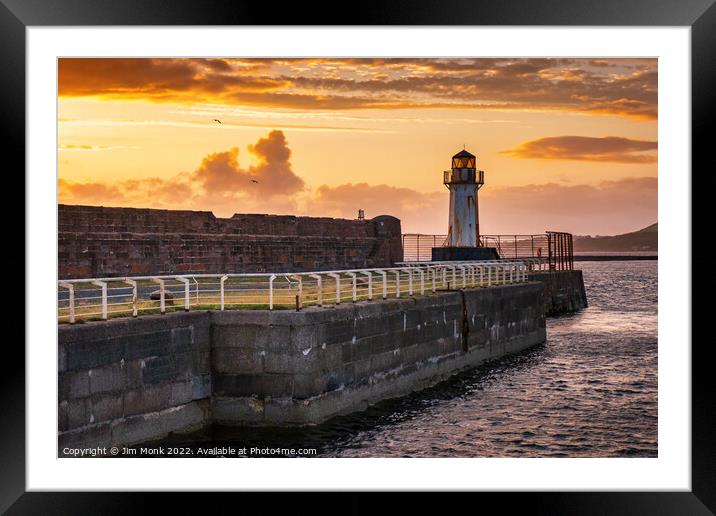 Ardrossan Harbour at sunset Framed Mounted Print by Jim Monk