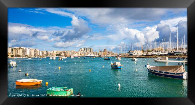 Sliema harbour, Malta Framed Print by Jim Monk