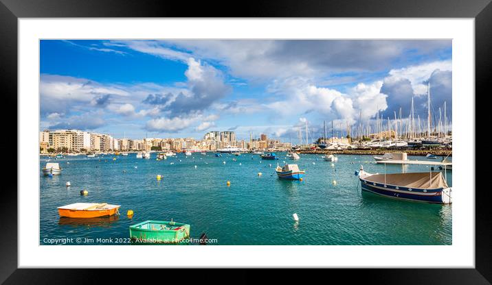 Sliema harbour, Malta Framed Mounted Print by Jim Monk