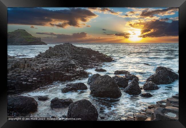 Giant's Causeway at Sunset Framed Print by Jim Monk