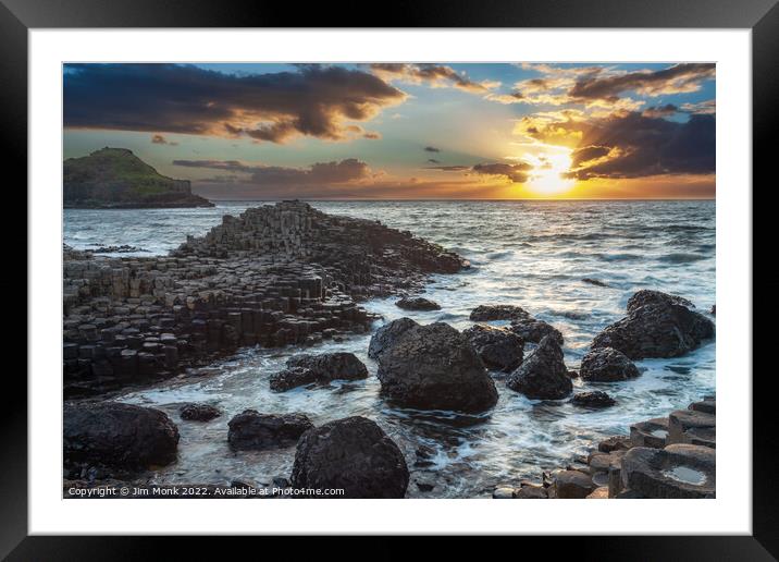 Giant's Causeway at Sunset Framed Mounted Print by Jim Monk