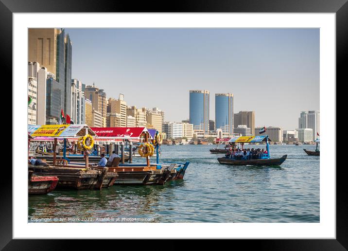 Dubai Creek Transport Framed Mounted Print by Jim Monk