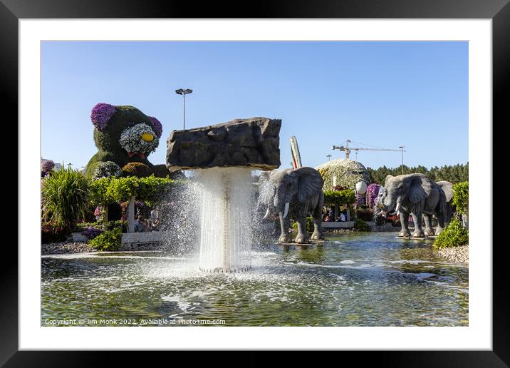 Elephant Fountain, Dubai Miracle Garden Framed Mounted Print by Jim Monk