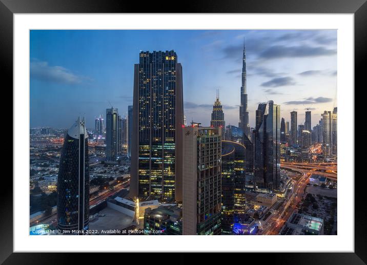 Dusk in Downtown Dubai  Framed Mounted Print by Jim Monk