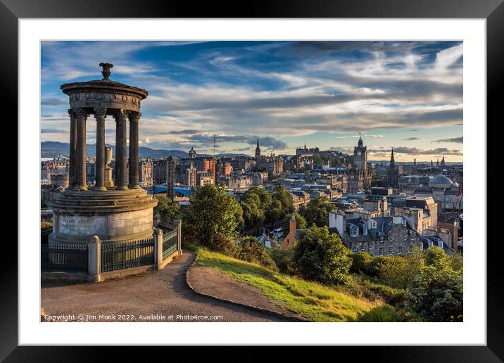 Edinburgh skyline from Calton Hill Framed Mounted Print by Jim Monk