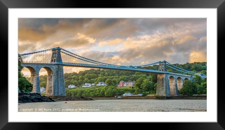 Menai Suspension Bridge, Anglesey Framed Mounted Print by Jim Monk