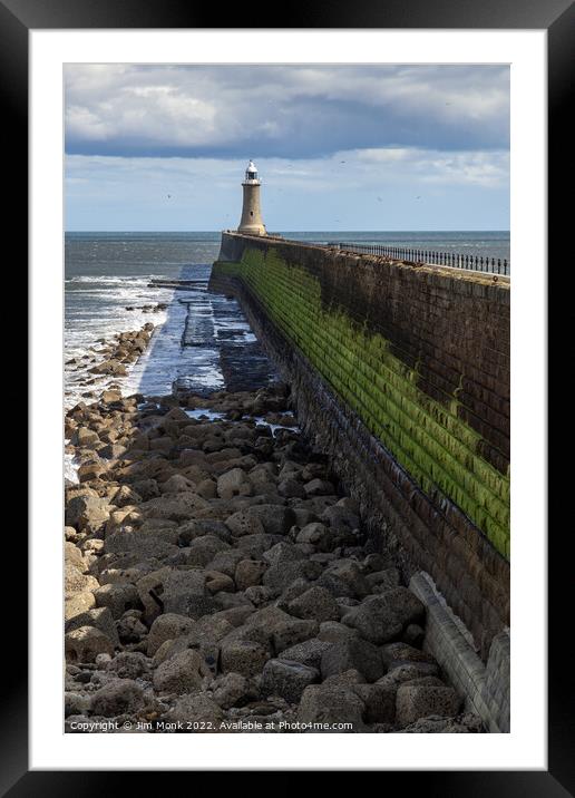 Tynemouth Pier and Lighthouse Framed Mounted Print by Jim Monk