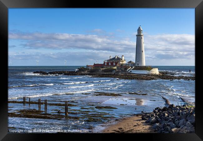 St Marys Lighthouse, Tyne and Wear. Framed Print by Jim Monk