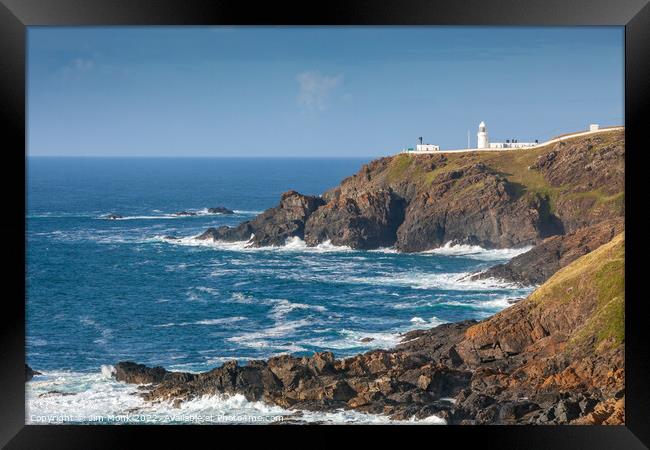 Pendeen Lighthouse, Cornwall Framed Print by Jim Monk